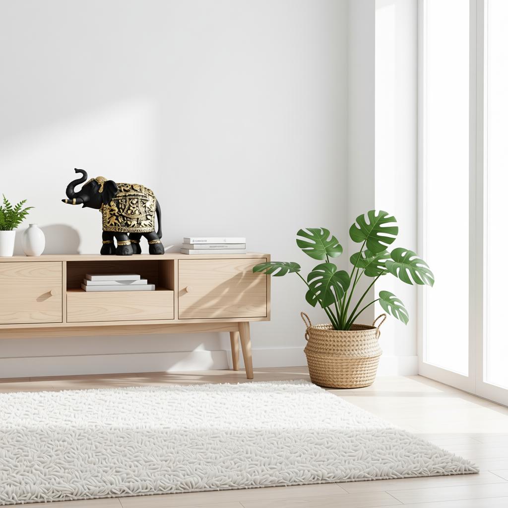 Royal Elephant Black Gold Sculpture | Handcrafted Indian Elephant Table Decor - Image 6
