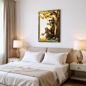 Radha Krishna Under Tree Metal Wall Decor with LED Light | Traditional Indian Wall Art