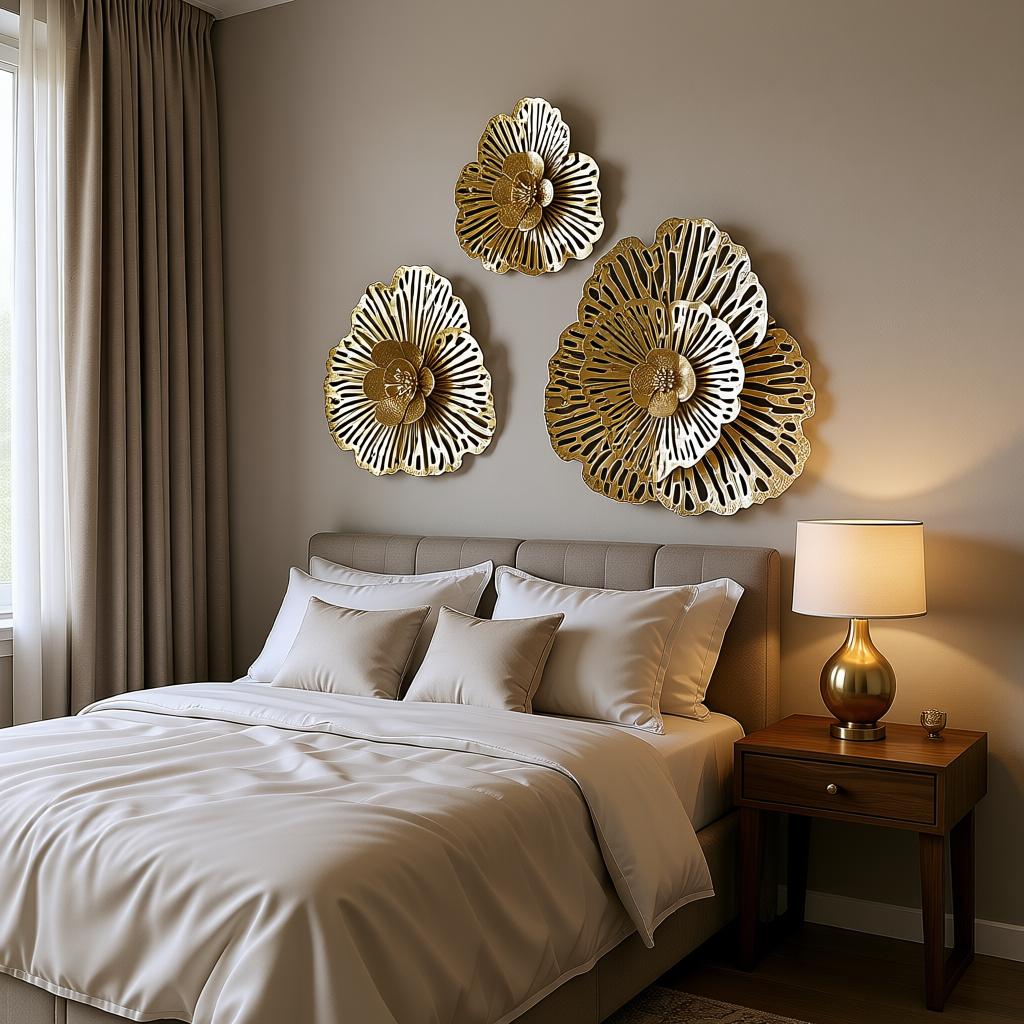 Luxury Iris Flower Metal Wall Art (Small - 12 Inch) | Gold Floral Wall Decor for Living Room - Image 5