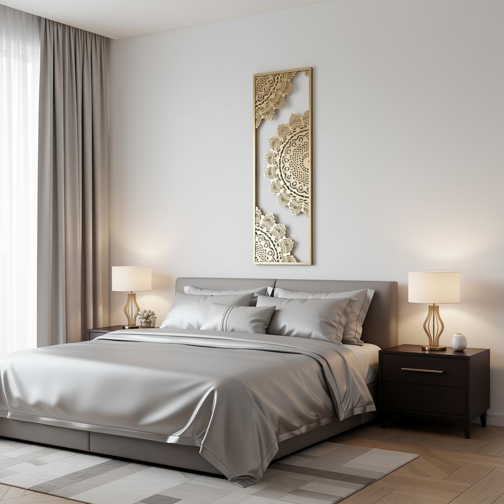 Luxury Golden Mandala Metal Wall Art Panel | Modern Vertical Wall Decor for Living Room & Bedroom - Image 6