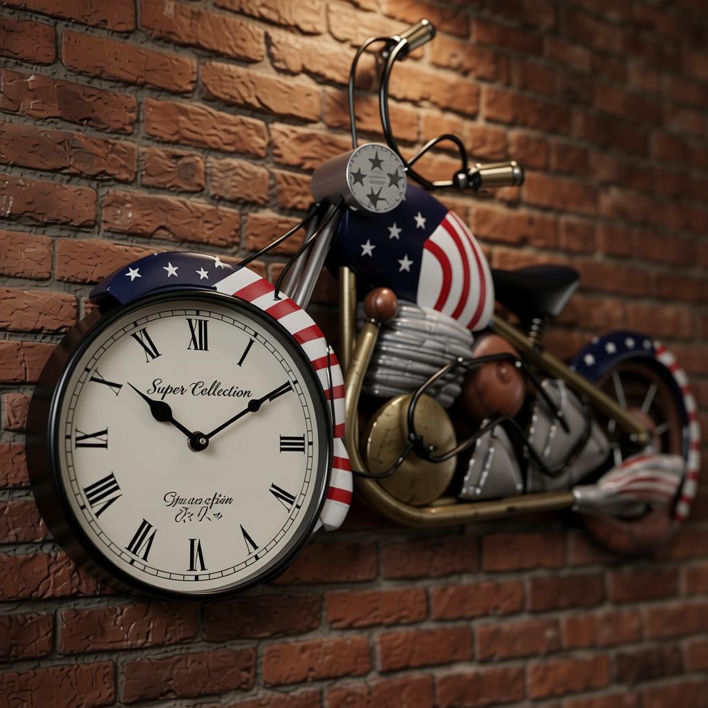 US Watch Bike Wall Clock | Vintage Americana Motorcycle Wall Décor - Image 5