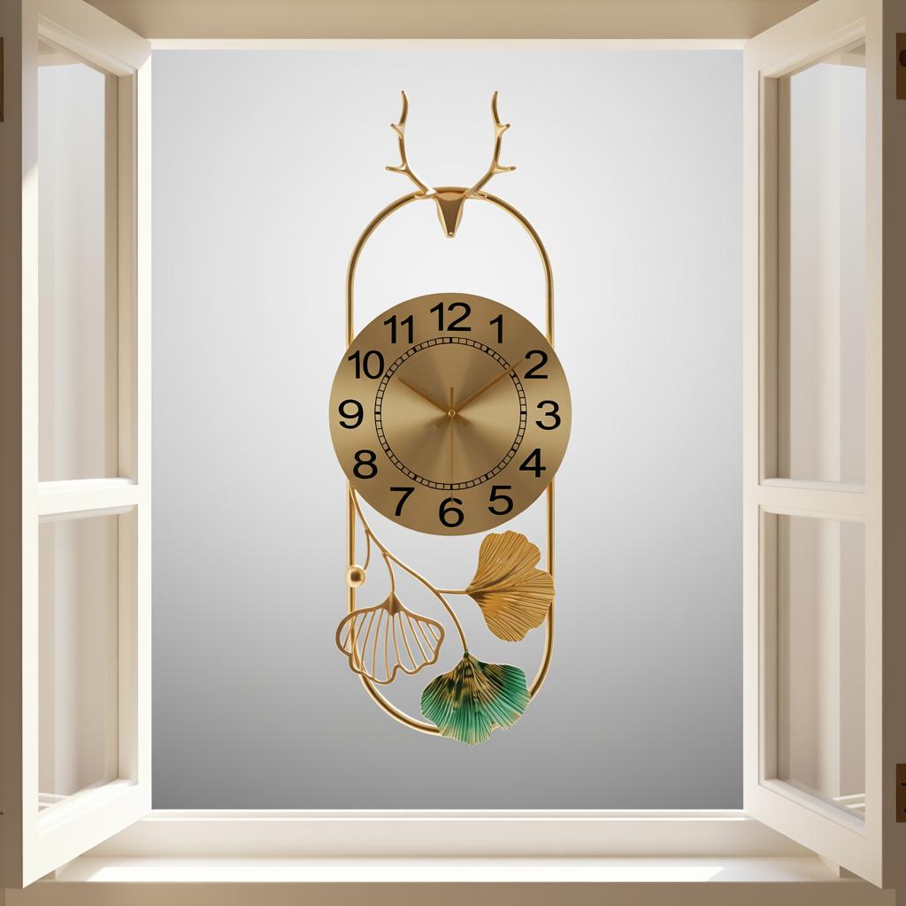 Reindeer Oval Time Wall Clock | Decorative Metal Deer Wall Art Clock - Image 4