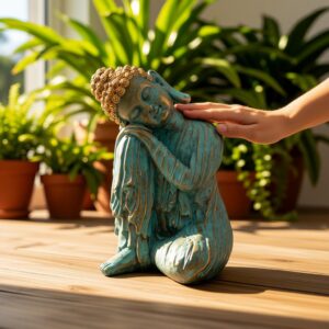 Sleeping Buddha Antique Sculpture | Handcrafted Meditation Tabletop Decor