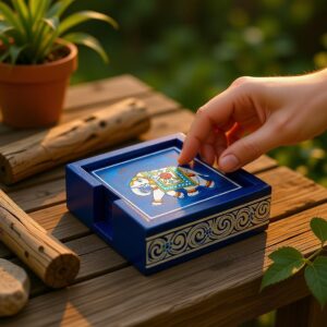 Royal Elephant Coaster Box | Handcrafted Wooden Coaster Holder & Table Decor