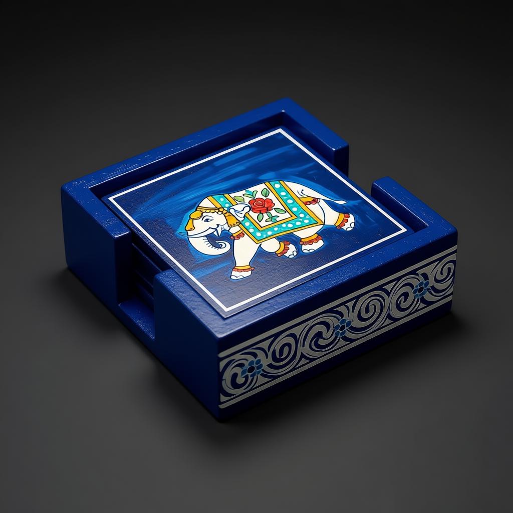 Royal Elephant Coaster Box | Handcrafted Wooden Coaster Holder & Table Decor - Image 10