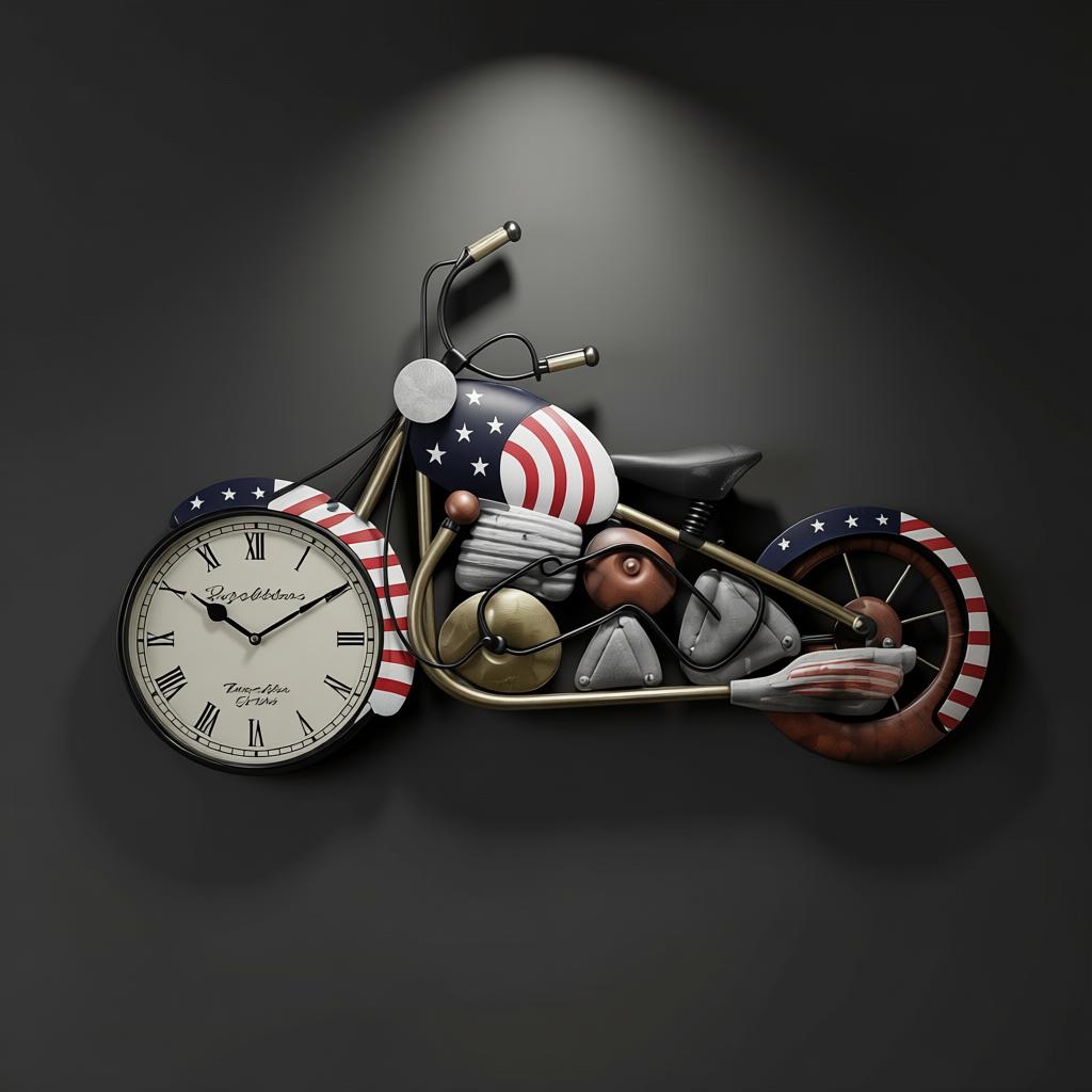 US Watch Bike Wall Clock | Vintage Americana Motorcycle Wall Décor - Image 7