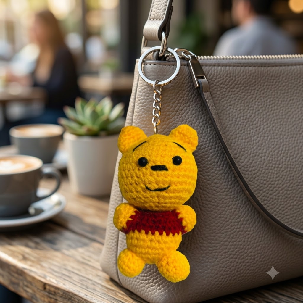 Crochet Bear Keychain | Handmade Amigurumi Bear Keychain - Image 4