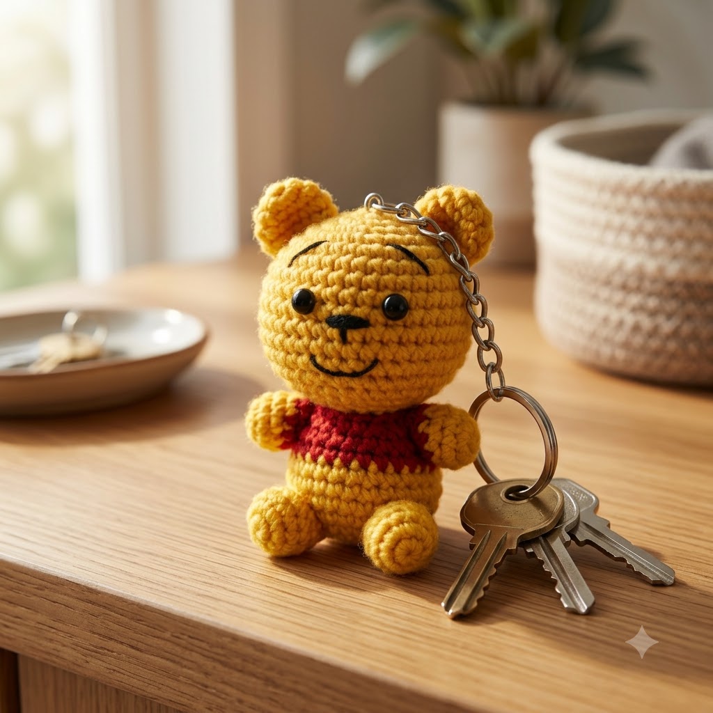 Crochet Bear Keychain | Handmade Amigurumi Bear Keychain - Image 5