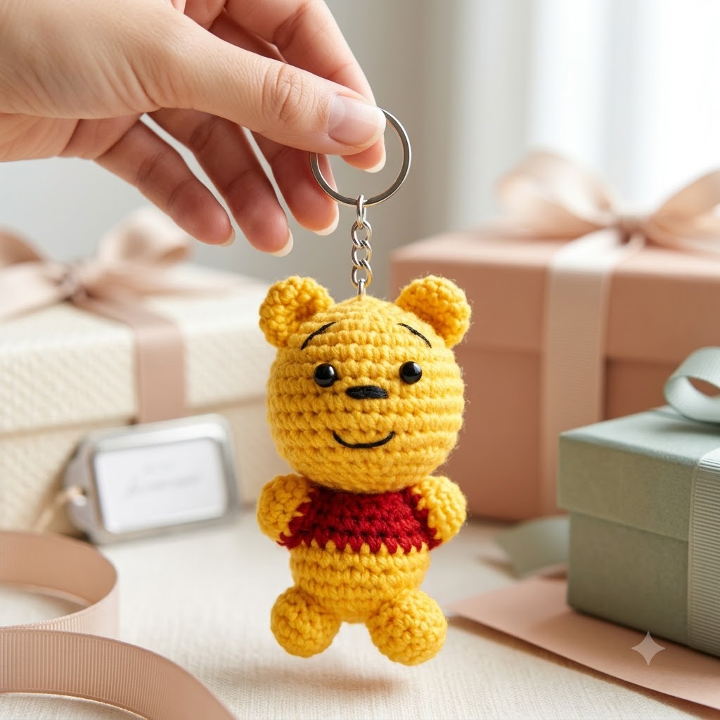 Crochet Bear Keychain | Handmade Amigurumi Bear Keychain
