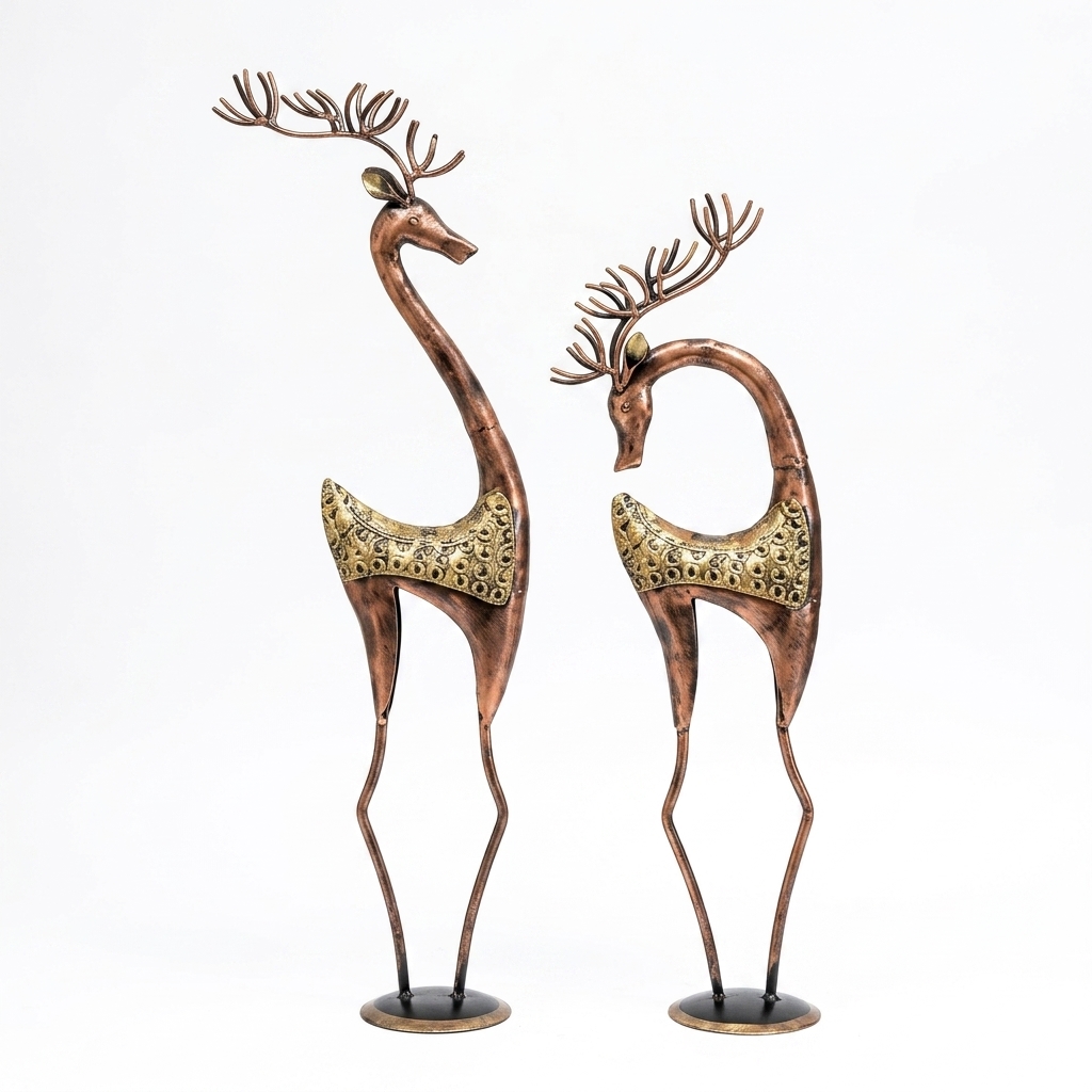Table Decor Deer Set of 2 | Handcrafted Metal Deer Sculptures - Image 3