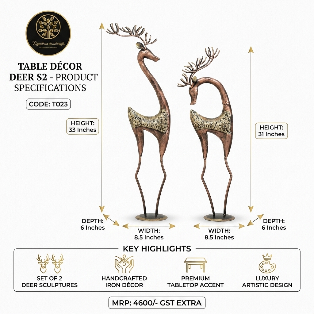 Table Decor Deer Set of 2 | Handcrafted Metal Deer Sculptures - Image 4