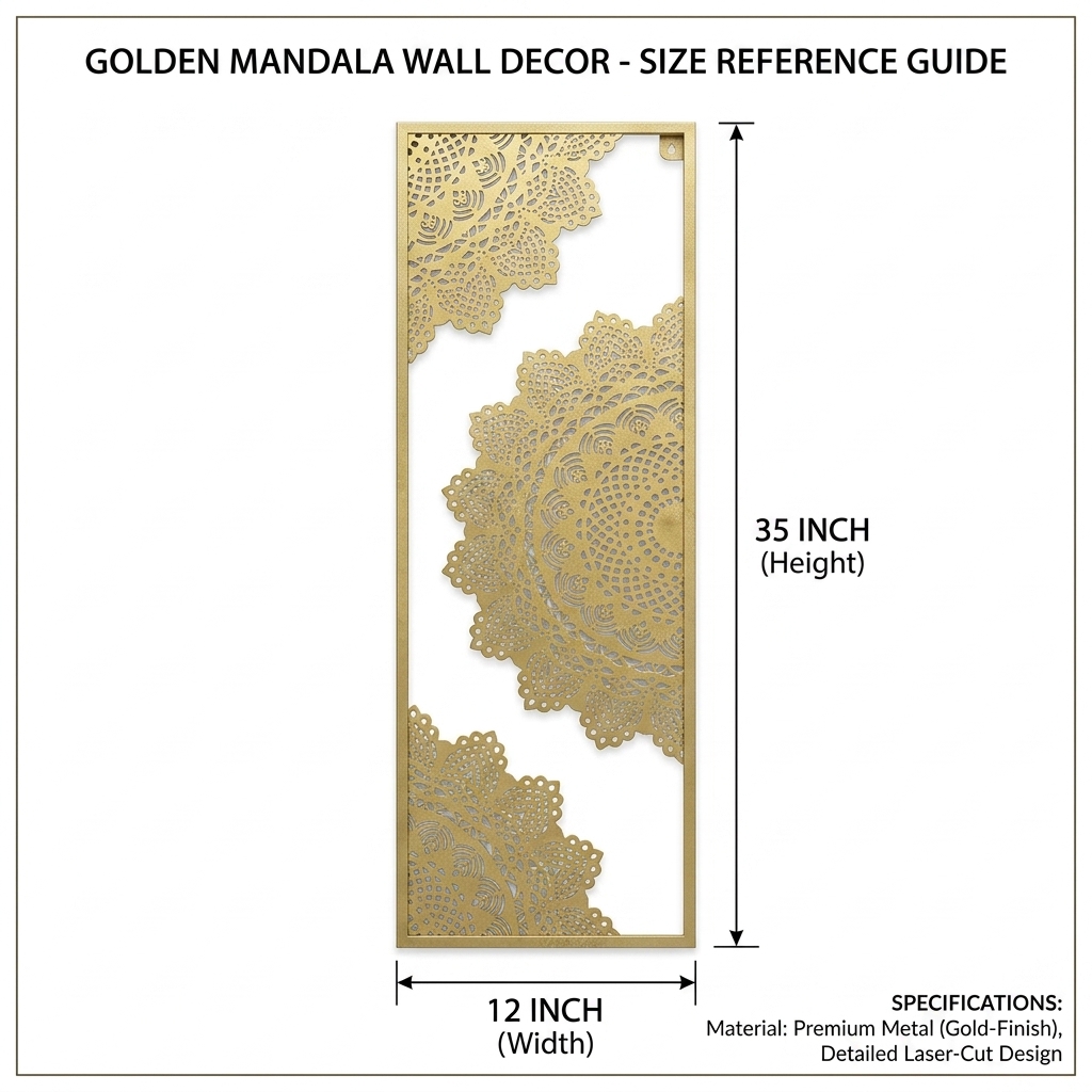 Luxury Golden Mandala Metal Wall Art Panel | Modern Vertical Wall Decor for Living Room & Bedroom - Image 5
