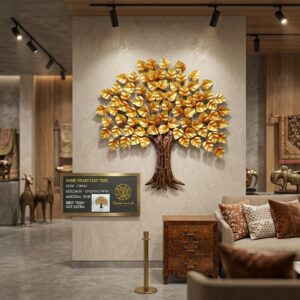 Golden Heart Leaf Tree Metal Wall Art | Luxury Nature-Inspired Wall Decor for Living Room