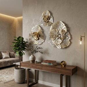 Luxury Iris Flower Metal Wall Art (Small - 12 Inch) | Gold Floral Wall Decor for Living Room