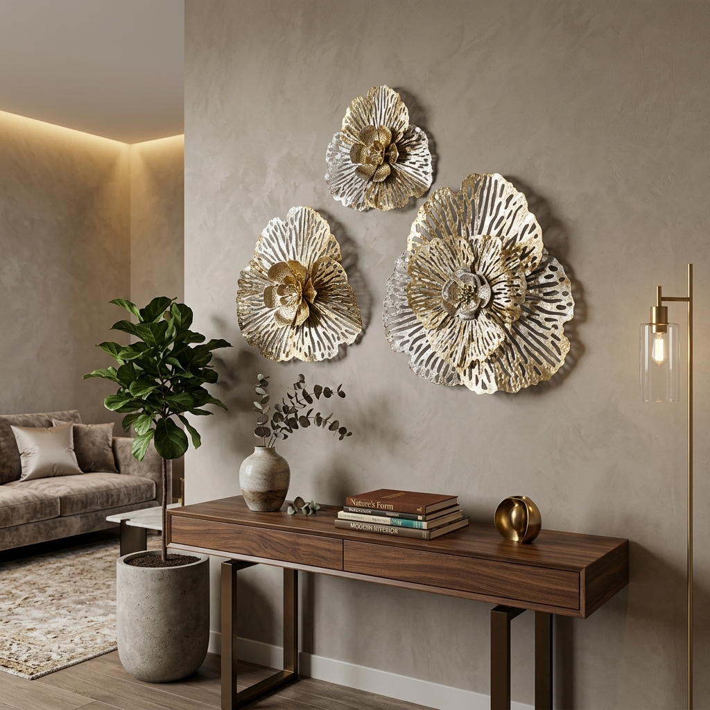 Luxury Iris Flower Metal Wall Art (Small - 12 Inch) | Gold Floral Wall Decor for Living Room