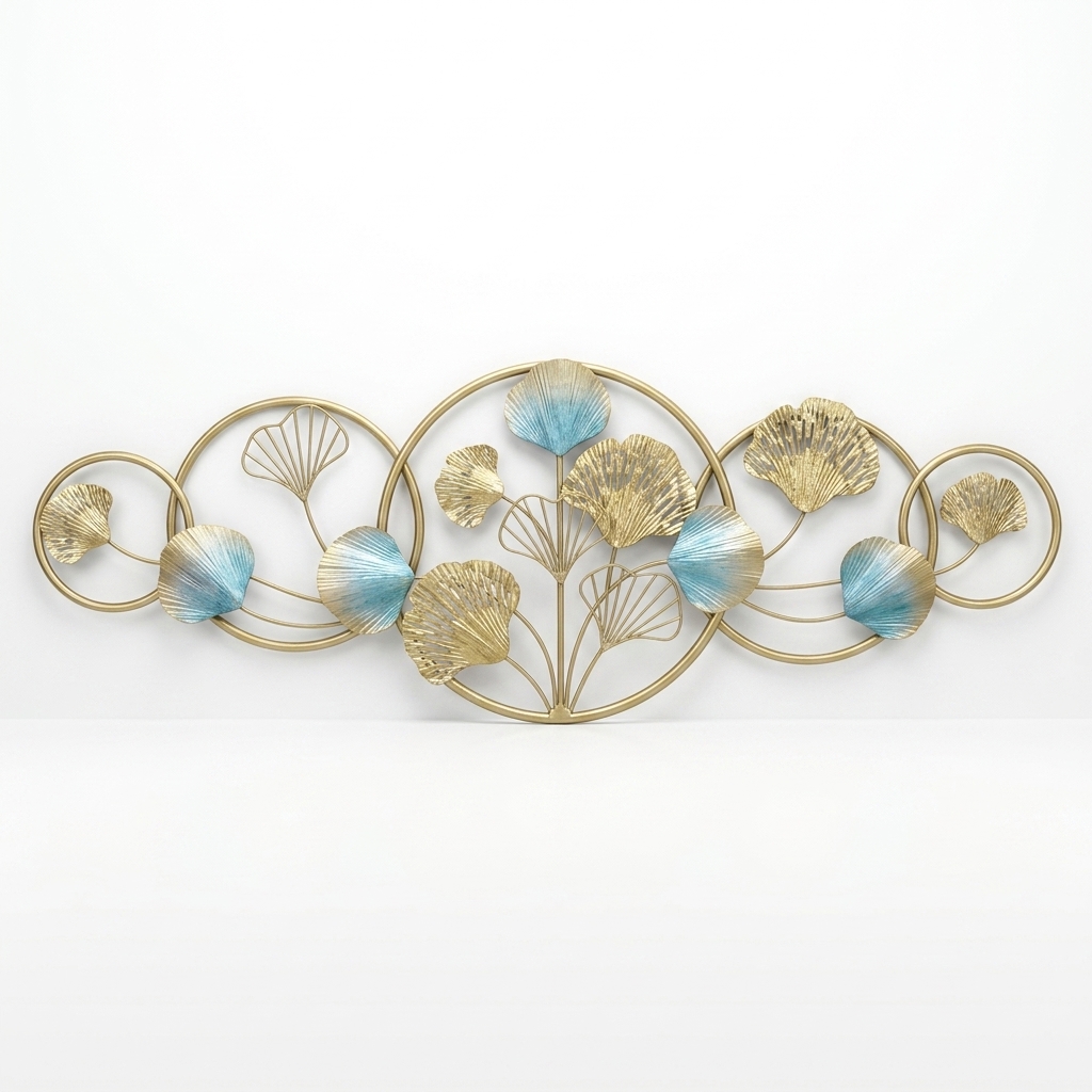 Luxury Iris Ring Family Metal Wall Art | Blue & Gold Modern Floral Wall Decor - Image 8