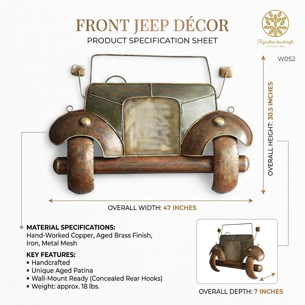 Vintage Metal Jeep Wall Art | Handcrafted Classic Car Wall Décor - Image 4