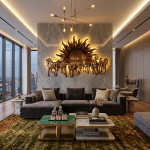 Sun Horse Acid Wall Decor | Running Horse & Rising Sun Metal Wall Art