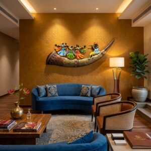 Musical Folk Dancer Horn Decor | Handcrafted Rajasthani Metal Wall Art