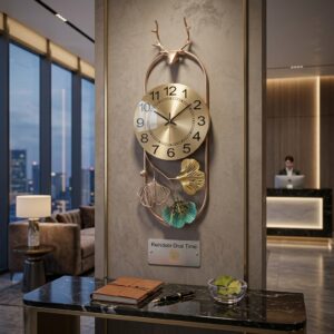 Reindeer Oval Time Wall Clock | Decorative Metal Deer Wall Art Clock