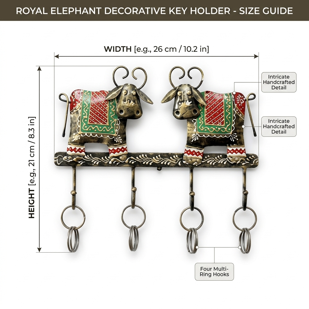 Royal Buffalo Key Holder | Handcrafted Rajasthani Metal Wall Key Organizer - Image 6