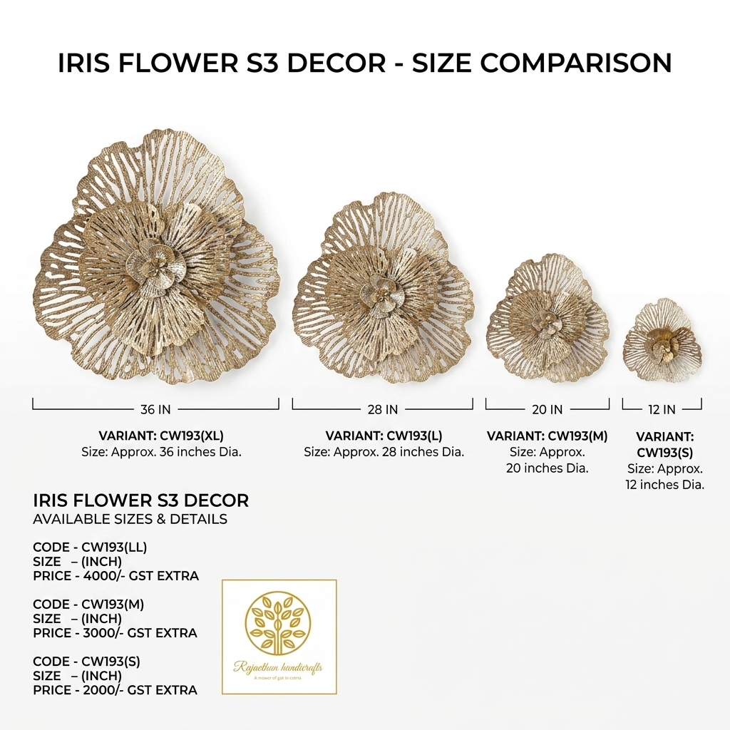 Luxury Iris Flower Metal Wall Art (Small - 12 Inch) | Gold Floral Wall Decor for Living Room - Image 8