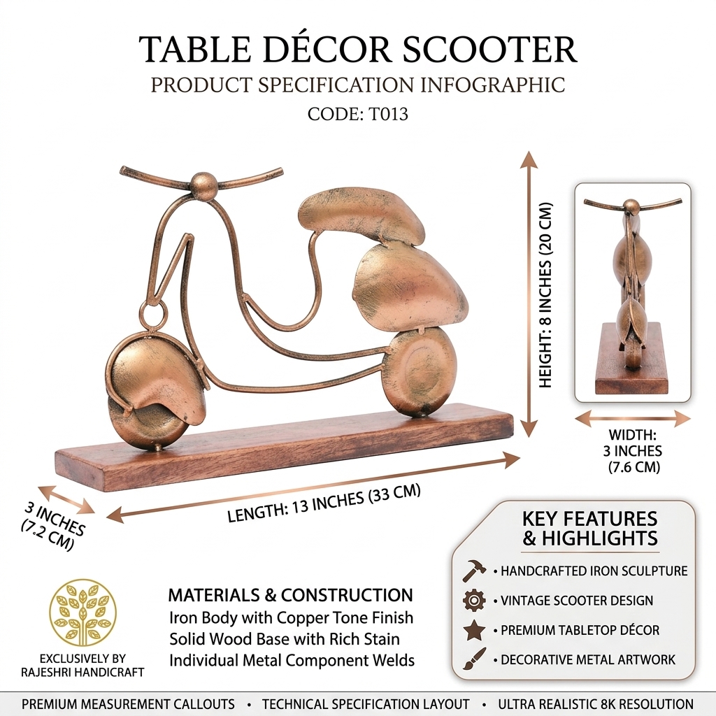 Table Décor Scooter | Handcrafted Vintage Iron Decorative Showpiece - Image 8